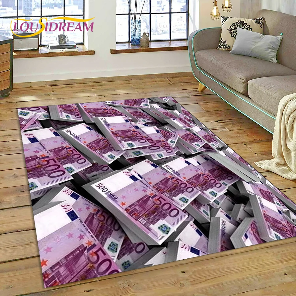 Bohatý dolár euro libry Money 3D Cartoon Carpet Ceget pre domácu izbu spálňa pohovka