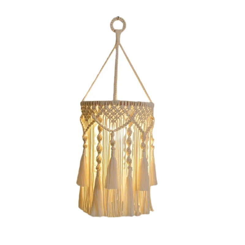 Boho lampa tieň boho závesná lampa ručne vyrobená makrame lampa tieň zástrčka v závesnom svetle
