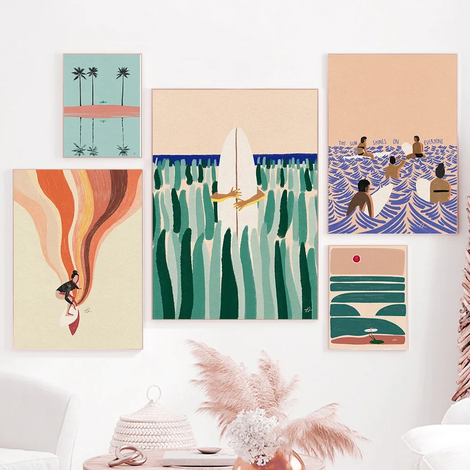 Boho surfová pláž Minimalistické nástenné umenie plátno maľovanie plagáty a výtlačky materské obrázky