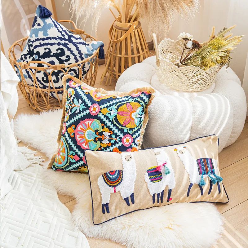 Boho vankúšový kryt Maroko vankúš ručne vyrobený tkaným vankúšom Kryt strapce domáce dekorácie makrame vankúš pre pohovku