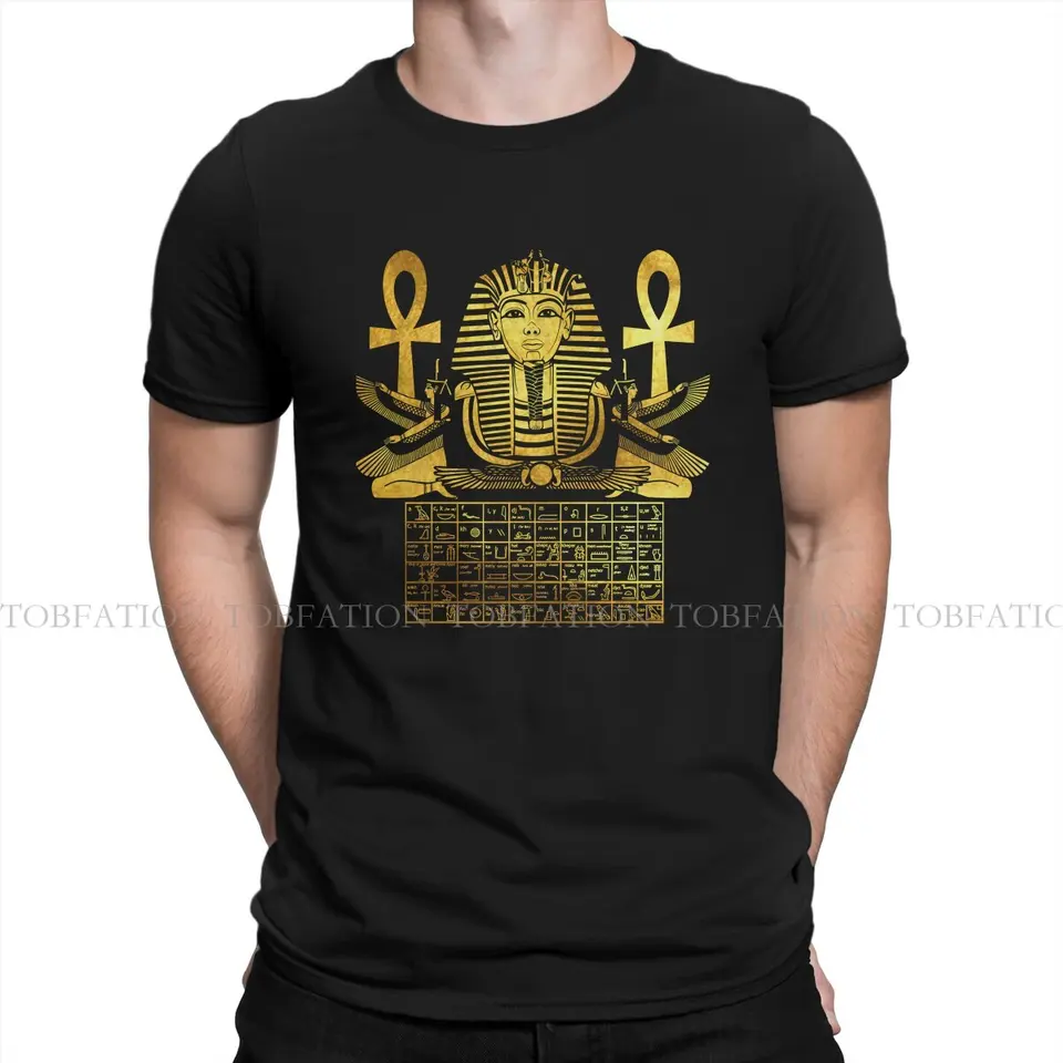 Bohovia Egypt hieroglyfy faraóna pyramídy Trhirky Eye of Horus egyptský samec čistého bavlneného streetwear tričko o krk nadmerne