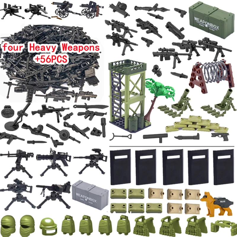 Bojovné bloky svetovej svetovej vojny vojenské zbrane policajný vojakový príslušenstvo Model Model tehlová pištoľ dela odpaľovač Bunker Outpost Toy X017