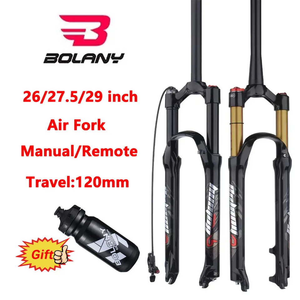 Bolany bicykel vidlica MTB Air Air Resilience horčík zliatiny Zavlákanie nárazu Rovná zužovaná diaľková príručka 120 mm predná vidlica