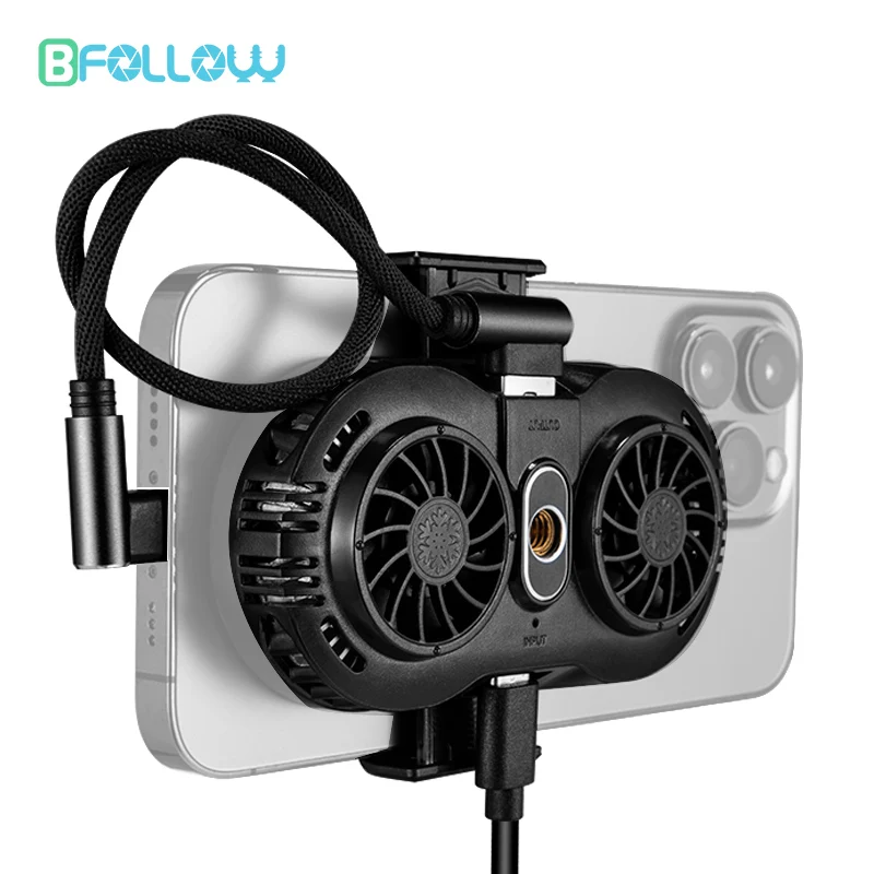 Bollow 10W mobilný telefón chladič s nabíjaním drôtu nabíjanie chladiaceho ventilátora klip Mount Gaming Live Streaming pre iPhone Samsung