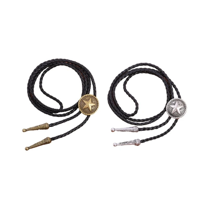 Bolo TIE Hviezda kovbojské kokety vintage faux kožené lano náhrdelník s opleteným šnúrkovým šperkom doplnky pre mužov