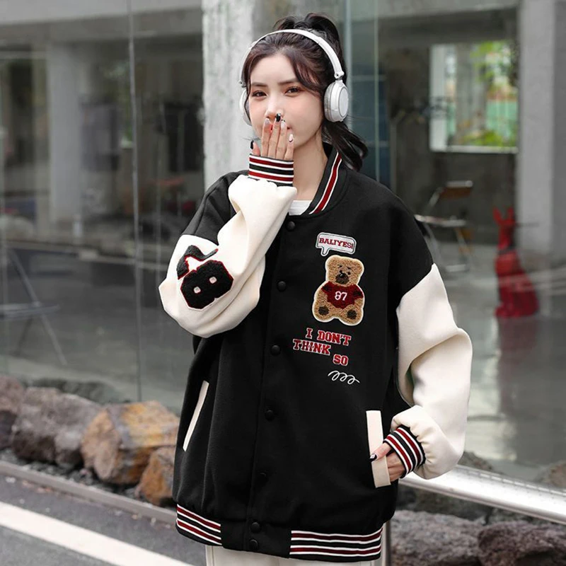 Bombardovacia bunda Ženy Kórejské streetwear módne srsť jeseň