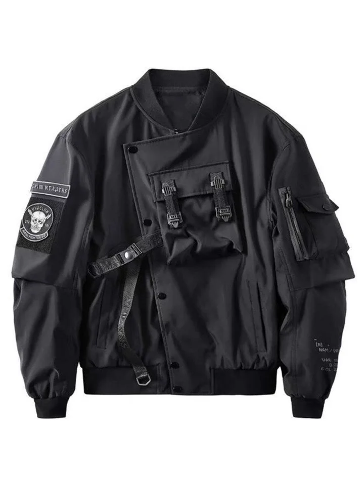 BOMBER BOMBER BOMBER s vreckami na hrudníkoch pre mužov, PUNK TACTICKÉ STREETINY, Hip Hop, Black College Jacket, MA1 Nadmerná COA