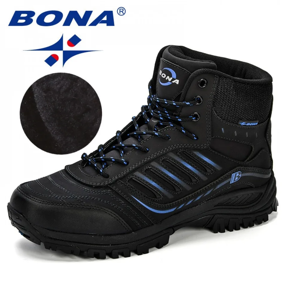 Bona Men turistické topánky stredné top split kožené vonkajšie tenisky muži Comfy trekking topánky Men Trail kemping lezenie lovecké tenisky