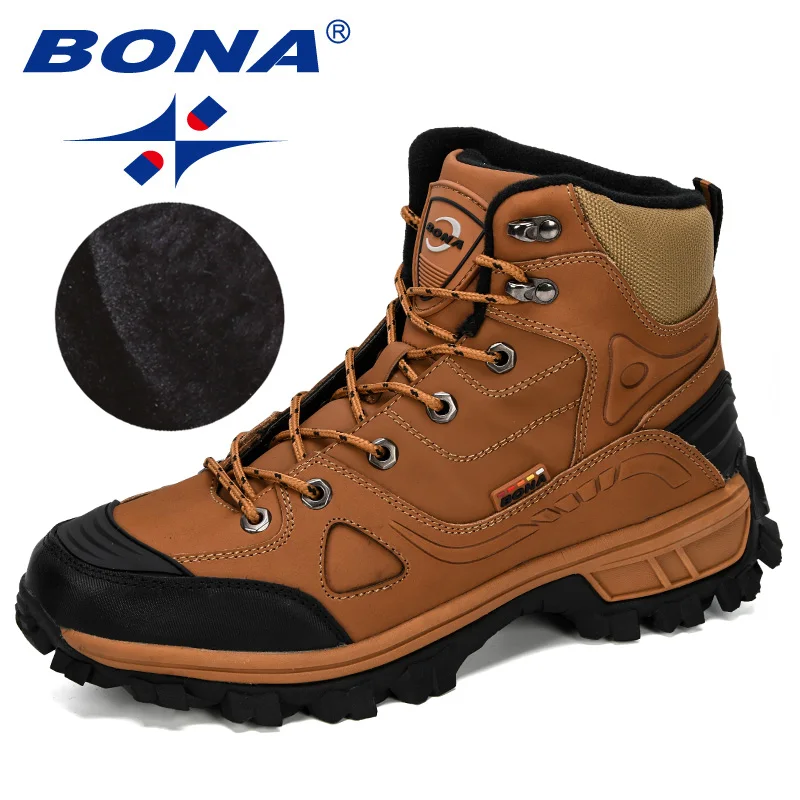 Bona noví dizajnéri kožené turistické topánky Men zimné vonkajšie pánske športové topánky Shoestrekking Mountain Athletic Shoes Man