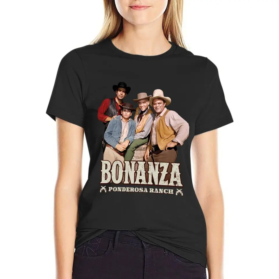 Bonanza / Ponderosa Ranch Tričko Dámske topánky plus veľkosti topy západné tričká pre ženy