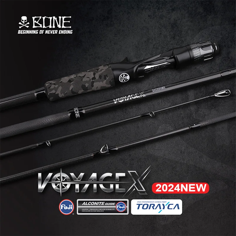 Bone 2024 New Voyage X Series 4 kus casting rybársky tyč Fuji Sprievodca prenosný prút pre cestujúceho rybára s vreckom