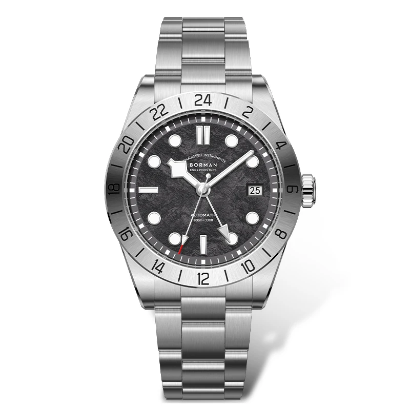 Borman Men Luxusné hodinky 40 mm GMT Automatické mechanické náramky potápač 100 metrov vodotesný C3 Svetel Sapphire Ocel Remzel NH34