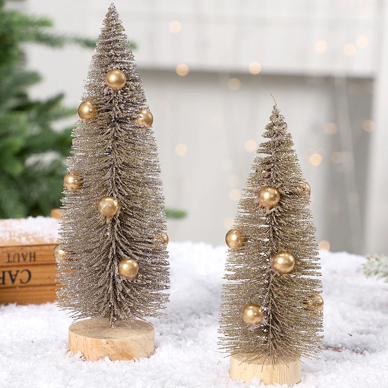 Borovicová ihla práškovú mini vianočný stromček Snow Frost Small Pine Tree DIY Craft Desktop Decoration vianočné ozdoby