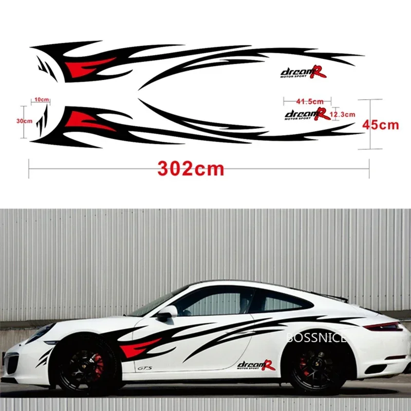 Bossnece Car Styling Flame Graphics Design Auto nálepka pre celé automatické telo vinylová nálepka vodotesná dekorácia auta Universal