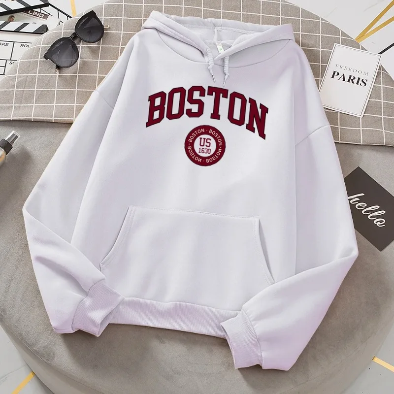 Boston City US založil v 1630 kapucňa Pánske teplé pohodlné pulVery módy Príležitostné ženské s kapucňou Basic ALL MATCH MINKSHING