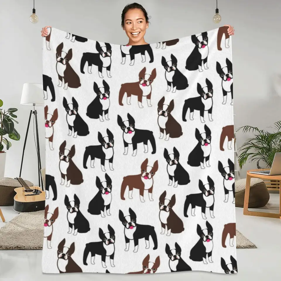 Boston Terriers Flanel prikrývky vtipný pes mäkký odolný hod