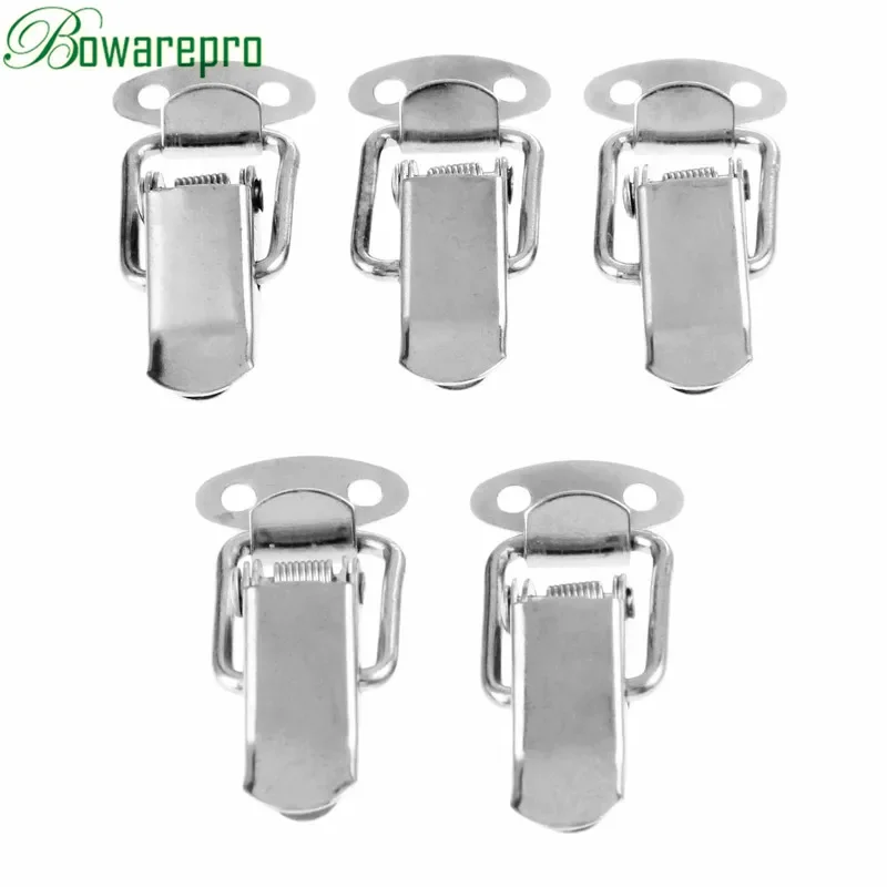 Bowarepro Hardware skrinky skrinky pružina načítaná západka prepínač železného hasp pre skrinku na posuvné dvere+skrutka 43*21 mm 5ks