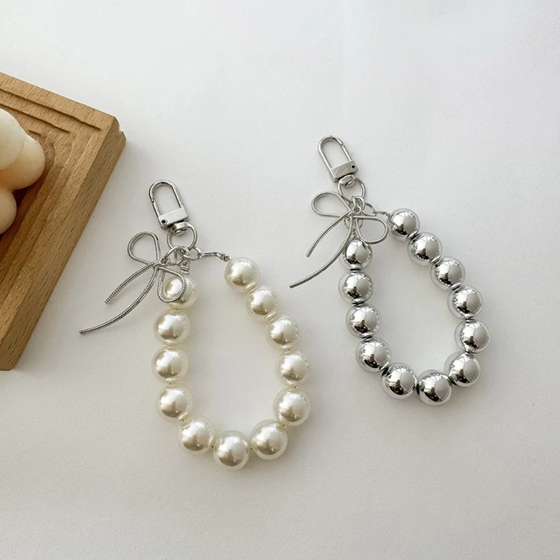 Bowknot Pearl Hoop Keychain Prívesok Krásne zavesené dekorácie Klávesové kúzlo pre kabelku s kabelkou