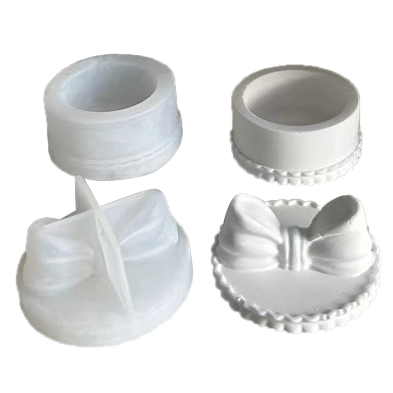 Bowknot Storage Jar Fold Organizátor šperky Organizátor Silikónová forma betónová omietka úložná skrinka Formy pre organizovanie nadšencov