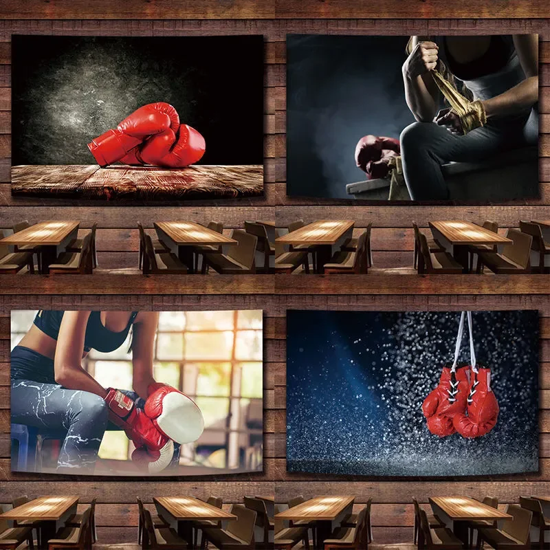 Boxingový vlakový plagát na stenu zavesenie vlajky Canvas maľba tapiséria Vintage fitness Workout Banner Gym Wall Decor Nálepka nástenná maľba