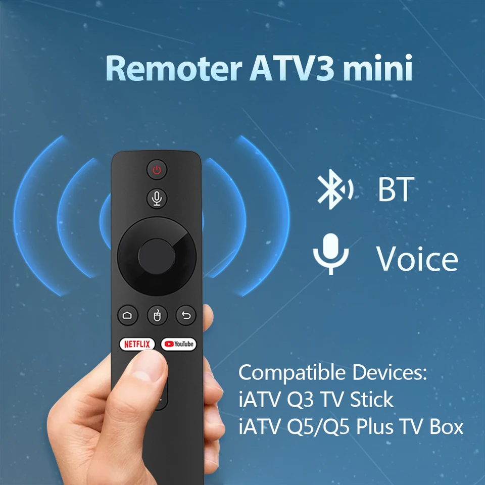 Boxput Remoter Atv3 Mini Air Mouse BT Bezdrôtový hlasový ovládač IATV Q3 Stick IATV Q5/Q5 Plus TV box vyhradené diaľkové ovládanie