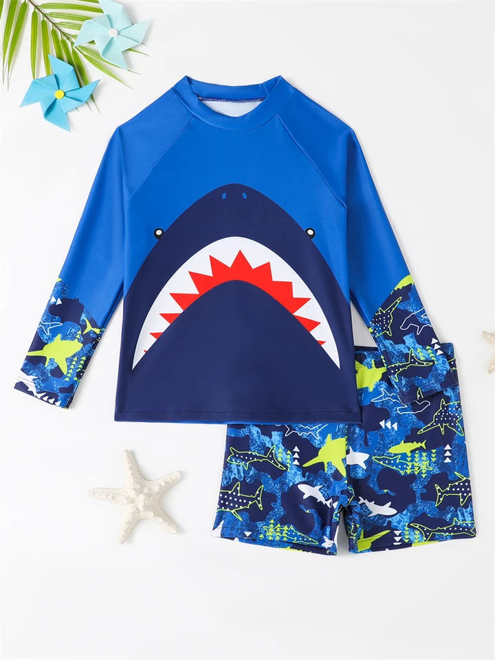 Boy Kids plaviek 2025 Nový žralok s dlhým rukávom Split boxer kraťas