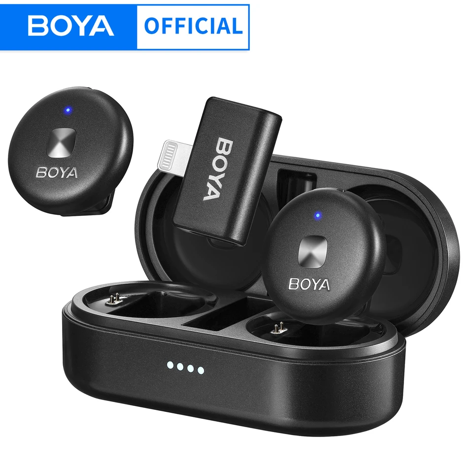 Boya omic d/u Wireless Lavalier Lapel Mini Microfone Condenser Mic pre iPhone iPad Android Smartphone Video Live Broadcast Vlog