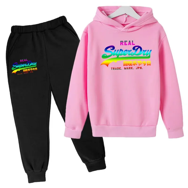 Boys Fashion Brand Brand Hoodie Gradient Farba abecedy dievčatá Toddler top+ nohavice 2p očarujúce kabát športové jogging