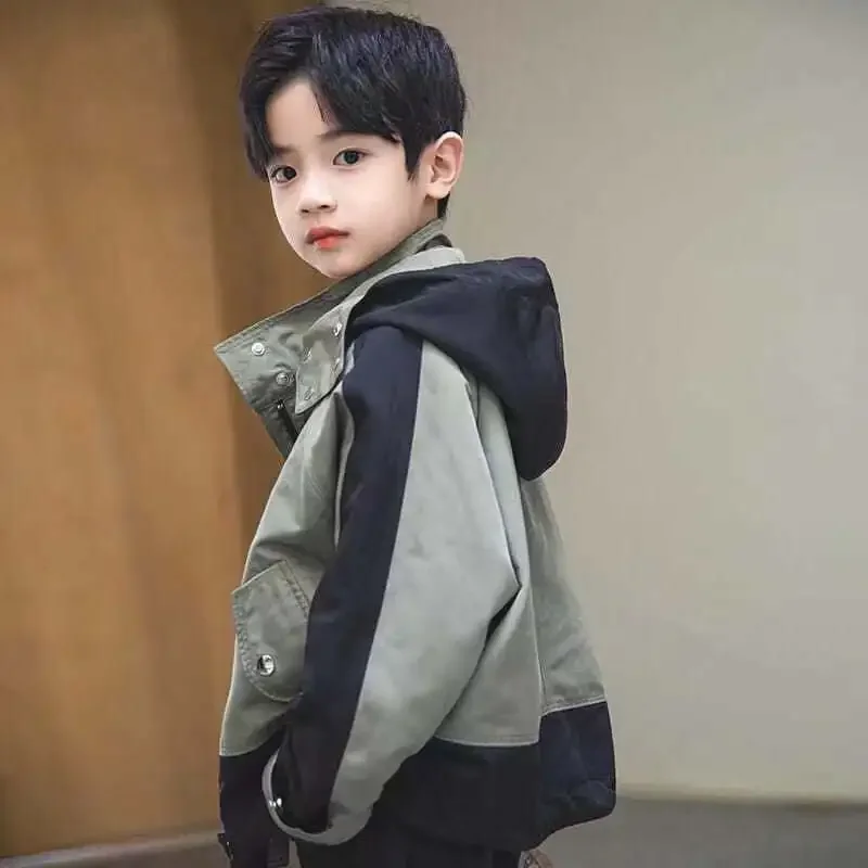Boys Fashion Spring Jacket Deti s dlhým rukávom s kapucňou veterné odevy dospievajúce oblečenie Big Boys Sport Coat Boys 4 5 6 8 10 12 yers
