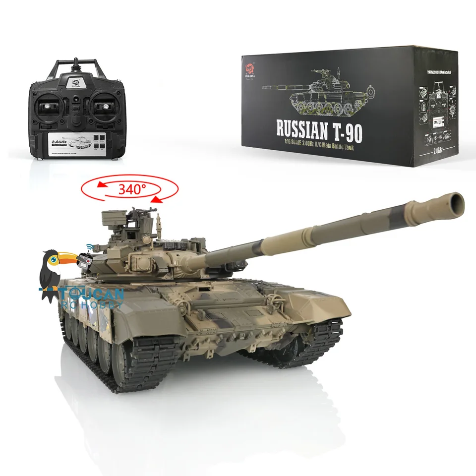 Boys Toy Heng Long RC Tank 1/16 7.0 Rusko T90 3938 360 ° TERRET Kovové stopy Hnacieho motora Sprockets diaľkový Panzer Model TH17853