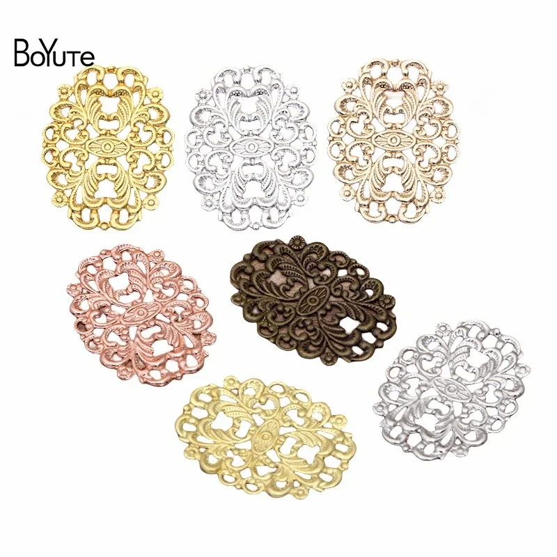 Boyute (50 kusov/veľa) 24*32 mm kvetinové filigree Zistenia Vintage mosadzný materiál DIY šperky výroby doplnkov