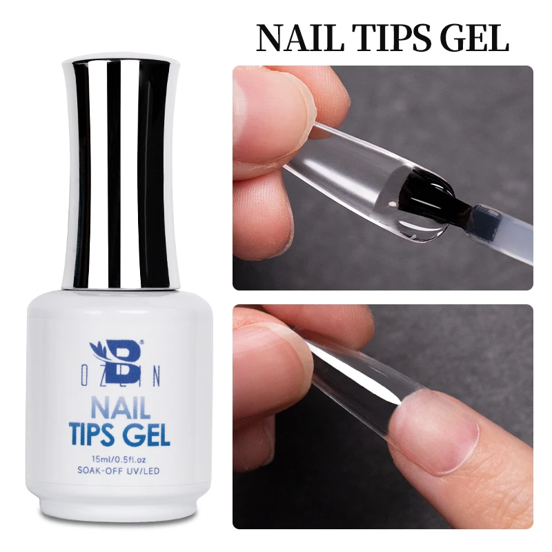 Bozlin 15 ml nechtových špičiek lepidla GLUE GLE GLE GLUE FALSES HOLIPY NESTOVANIE Rýchle predĺženie 3 v 1 Funkčné nechty