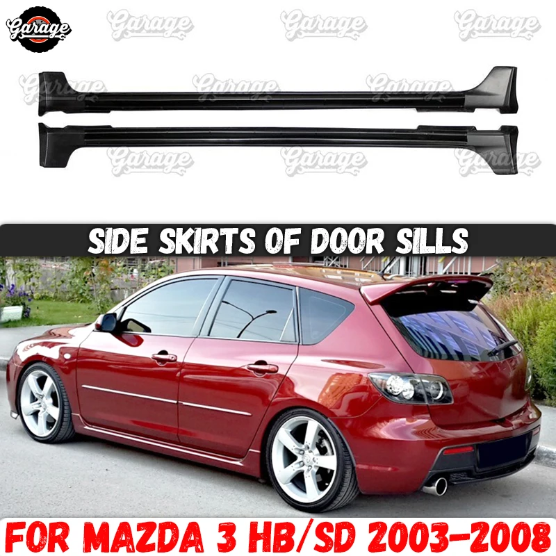 Bočné sukne pre Mazda 3 2003-2008 z dverí prahy ABS Plastové podložky Body Kit Súprava na ladenie automobilu Exteriér 1 set / 2 ks