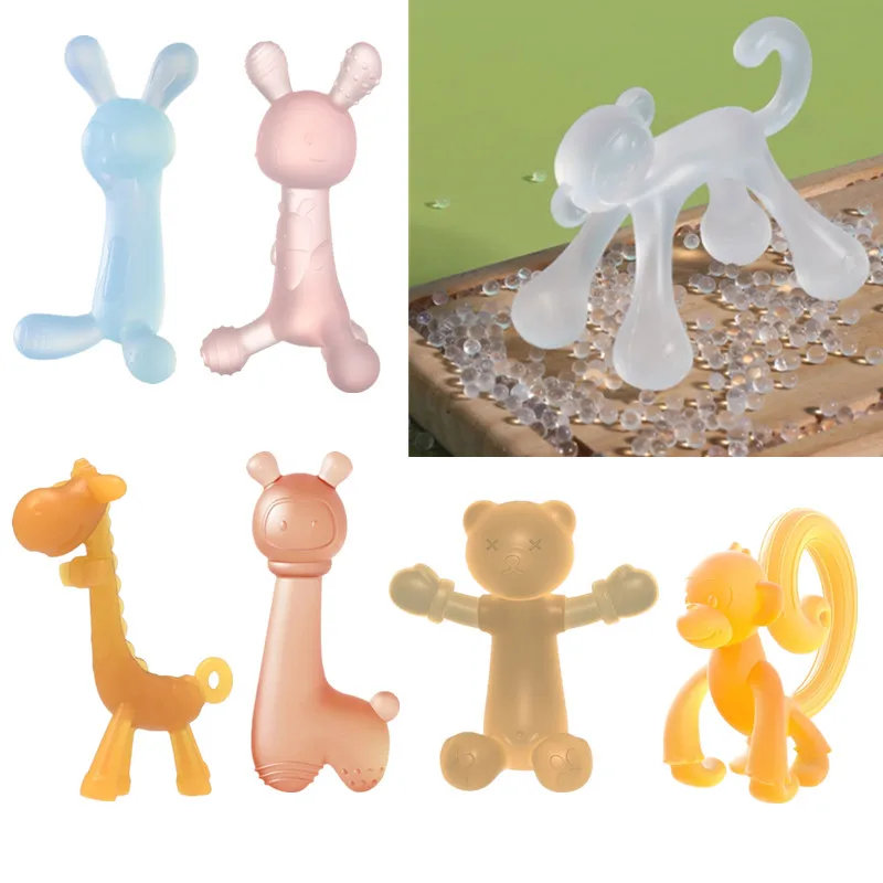 BPA Free Silikone Baby Teether roztomilé zviera Novonarodené zubné hračky pre dieťa ručné molárne dojčiaca doja