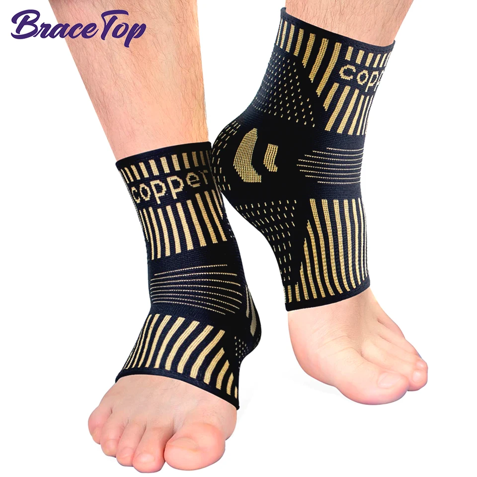 Bracetop 1 párová meďná členka podpora podpera Kompresie ponožky Plantárna fasciitída podvrtnutá členok Achilles Achilles