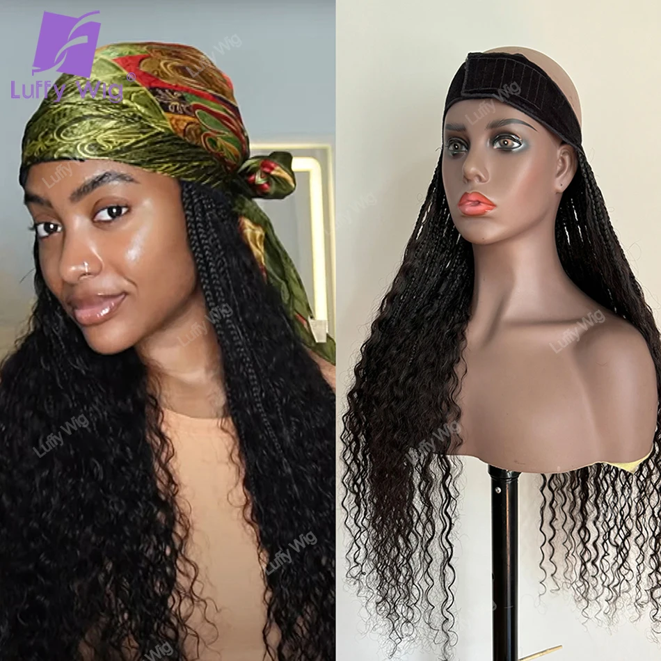 Braid Band Parochňa s ľudskými vlasmi kučeravé konce bohyne boho box copy predlžovanie vlasov pre ženy prírodná čierna farba ľahko inštalácia
