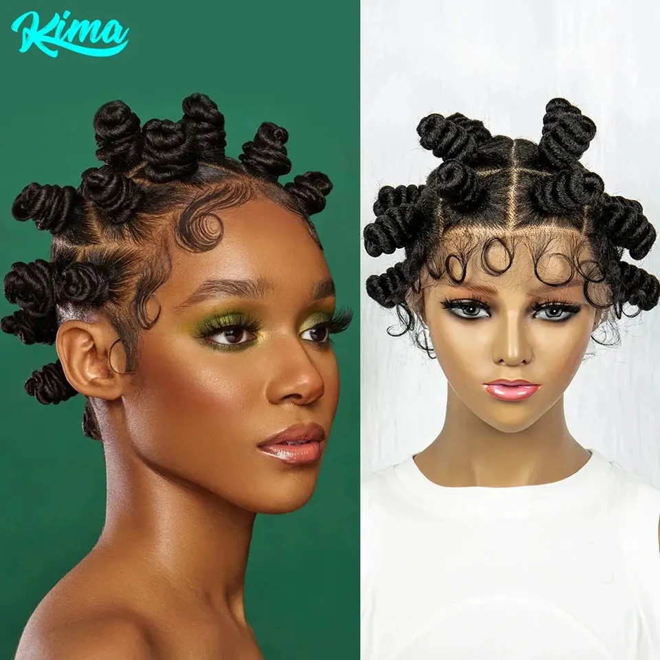 Braidy bez uzlov Syntetické krabičky Parochne pletené vlasy Twist Braided buchty parochňa plná čipka