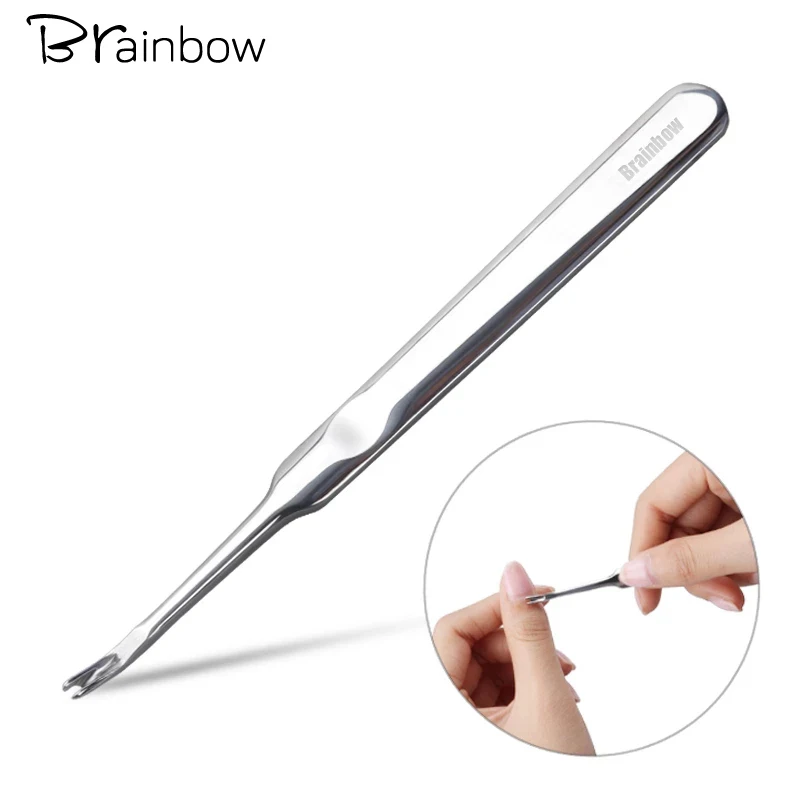 Brainbow 1pc kutikula Puser Professional z nehrdzavejúcej ocele na nechtovú kutikulu Remover Callus mŕtve kožné vidlice na nechty manikúru pedikúra Nástroje