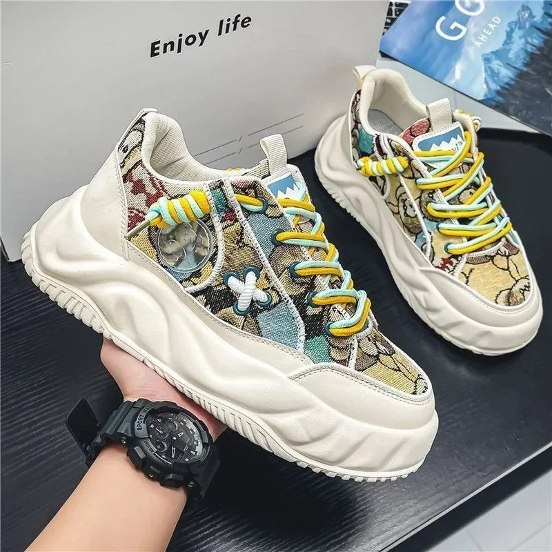 Brand Men's Shoes Luxury New Graffiti Tlačené bežecké športové tenisky pre mužov Platforma Platform Sneaker Zapatillas de hombre