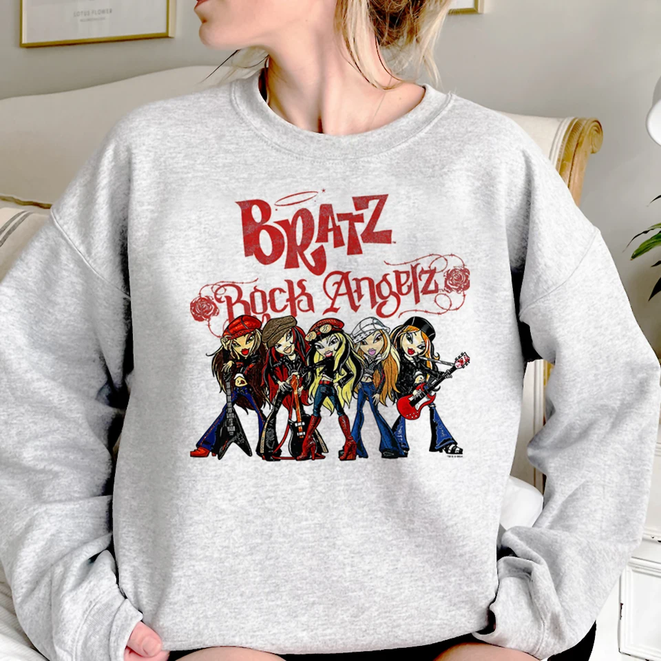 Bratz Hoodies Ženy Kórejský štýl s dlhým rukávom Top anime anime Pullover Tracksuit Women Vintage oblečenie