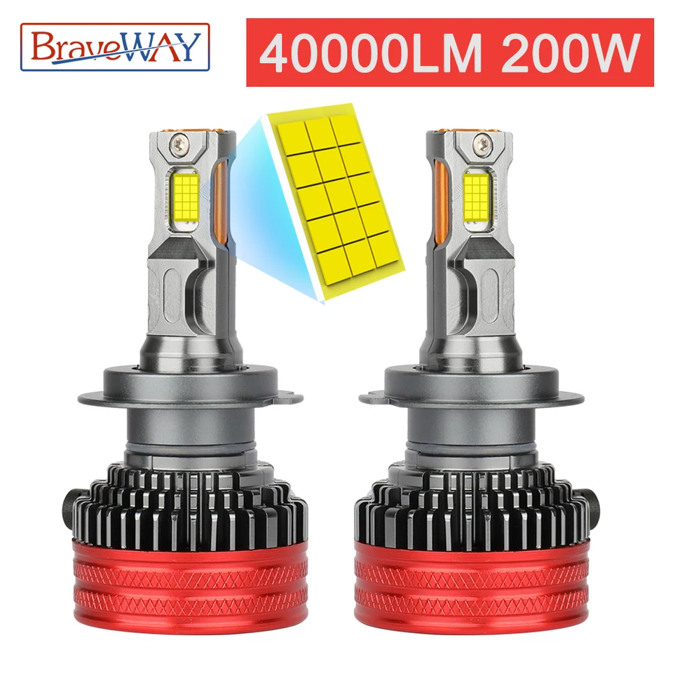Braveway Real Power 200W/320W Najjasnejšie žiarovky LED svetlometov H4 H7 9005 HB3 9006 HB4 H1 H11 LED Canbus Light
