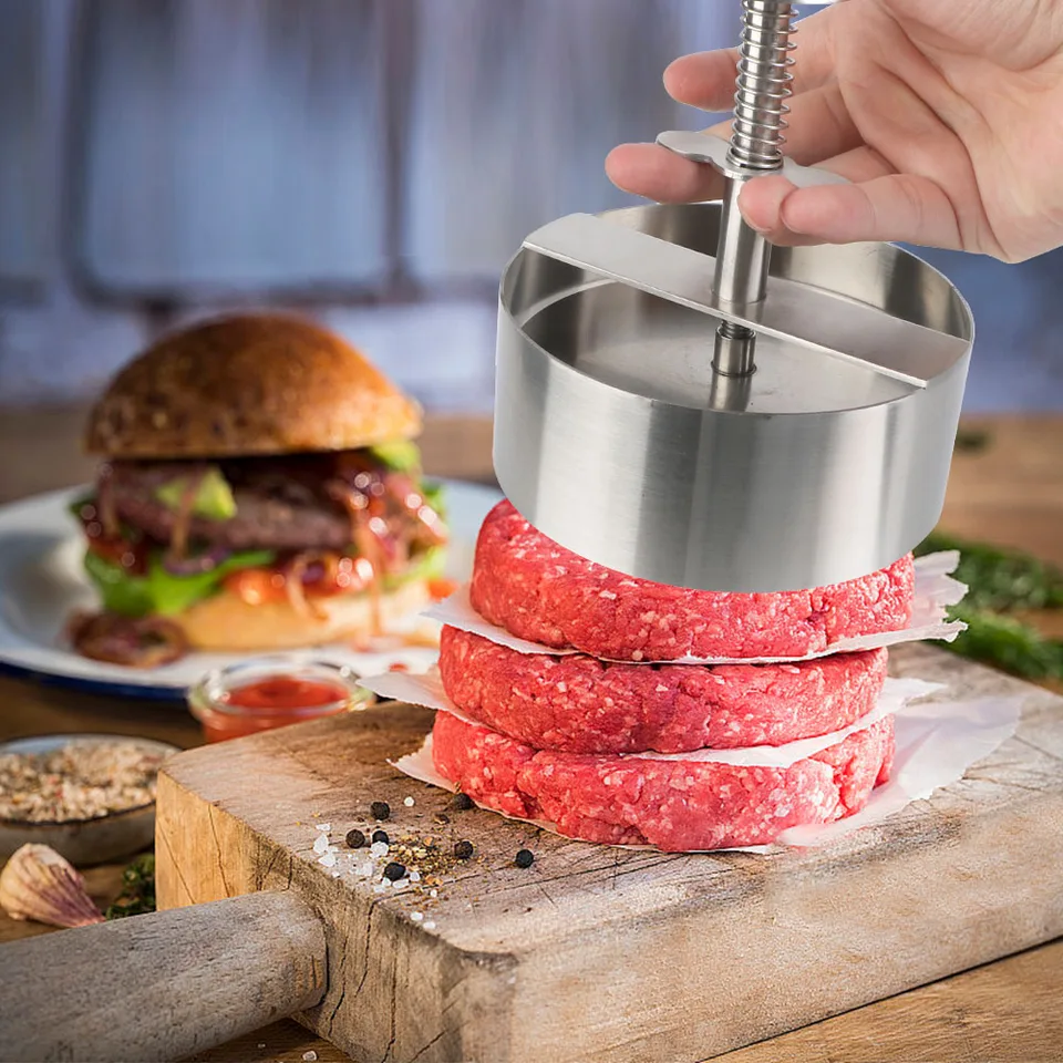 Bravčové hovädzie manuálne formy hamburger Press 304 Nerezová kuchynská náradie Burger Patty Maker pre grilové mriežky mäso