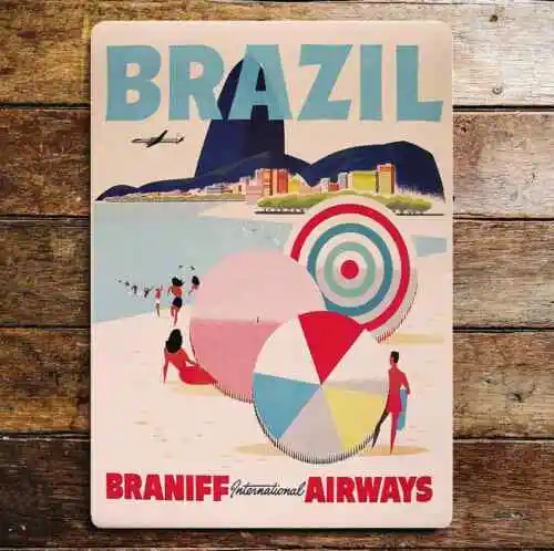 Brazília Braniff International Airways - kovová stena značka