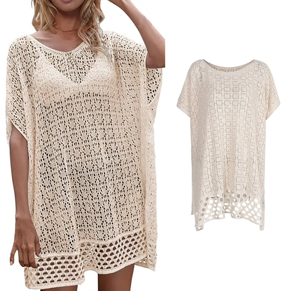 Brazílska plavky letná plážová nosenie dámskeho plavky Cover Ups Crochet Cover Up pre Traje de Baño Mujer 2024
