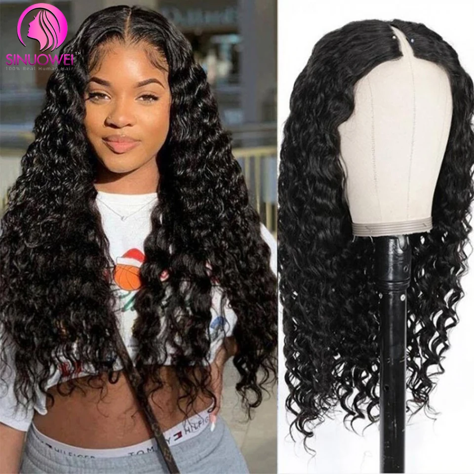 Brazílska vodná vlna v Časť parochne Human Hair no vynechajte parochne pre ženy 10-28 palcov kučeravé parochne bez glueless remy 150% hustota