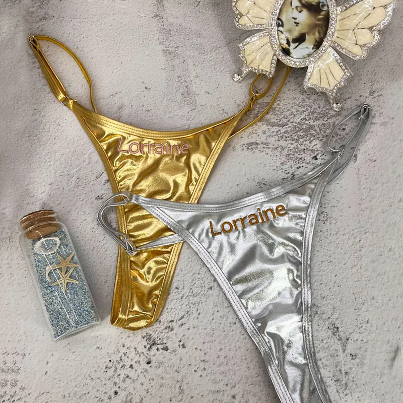 Brazílske vlastné bikiny tangy sexy bikiny dámske vyšívacie listy Názov nohavičiek Body Chains Hotwife plavky plážové oblečenie darčeky