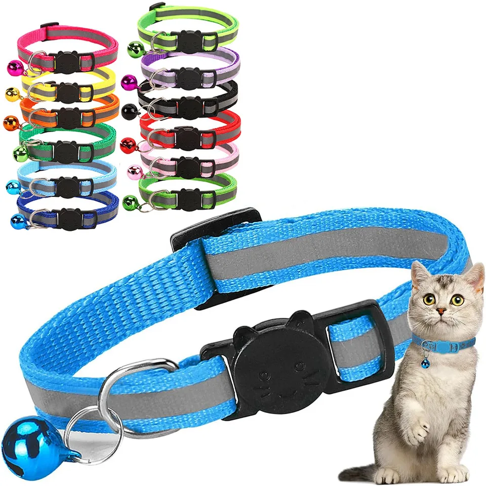 Breakaway Cat Golier s zvončekom nastaviteľný bezpečnostný golier pre chlapcov a dievčatá mačiatka Pet Pet Pesp Dog Small Cat nylon krk popruh