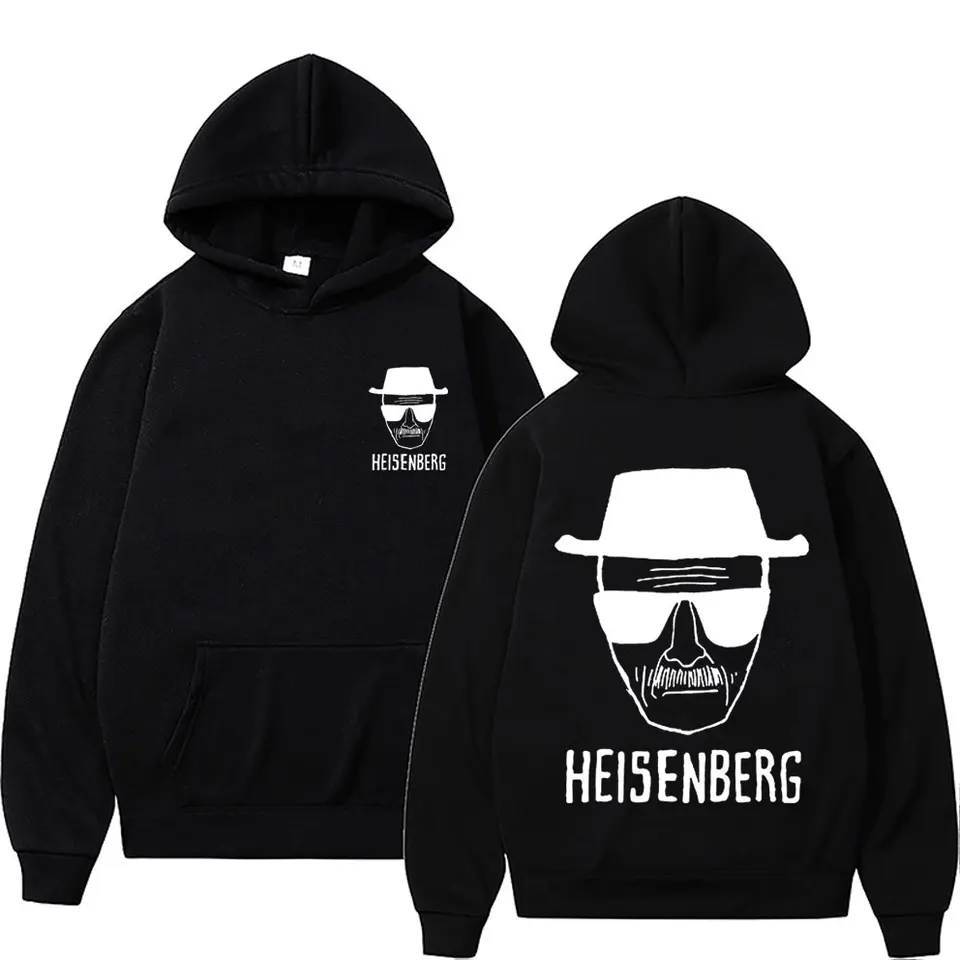 Breaking Bad Walter White Heisenberg Obojstranná tlačená mikina Men Ženy Vintage nadmerne nadmerné skaly Muž Čierne mikiny