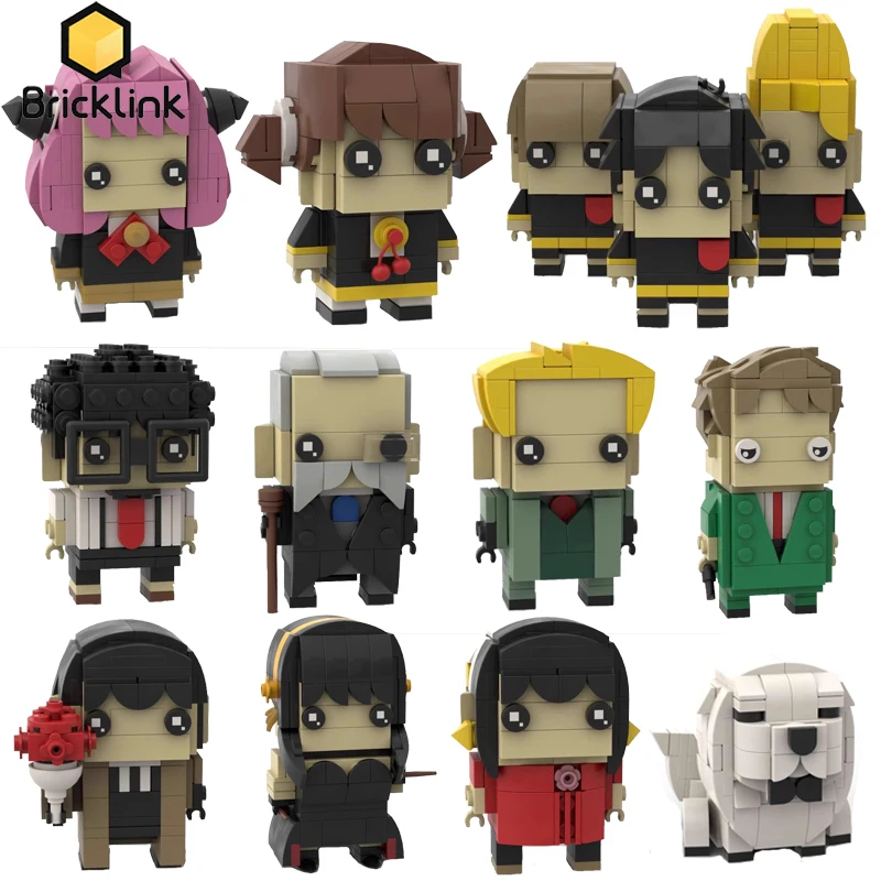 Bricklink MOC Japan Anime Figures Spy × Rodinná postava Brickheadz Sada Anya yor Bond Building Blocks Blocks Kid Hračky vianočný darček