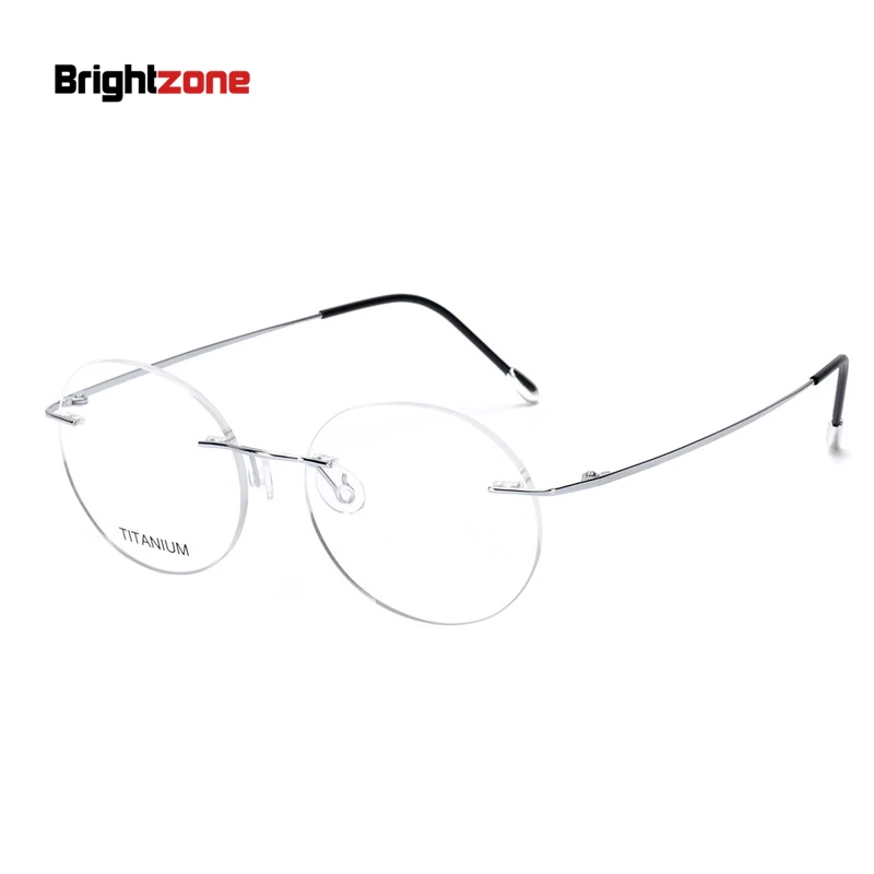 Brightzone Vintage Unisex Oval Oval Round Rimless Pure Titanium Sexy Sexy Glasses Rámové snímky skladacie okuliare na predpis okuliare okuliare